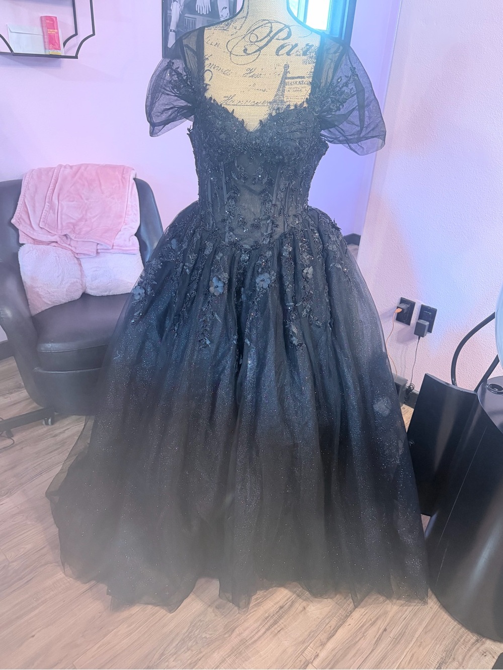 Custom Black Gothic Wedding Dress Ball Gown Size 2–12